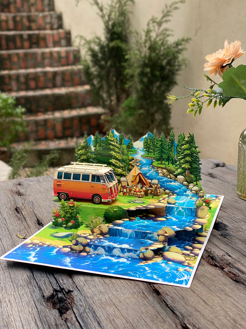 Camping Pop Up Fathers Day Card from Wife, Daugther - Fathers Day Card for Husband, Dad - Father's Day Pop Up Cards from Daugther - Pop Up Birthday Cards For Men