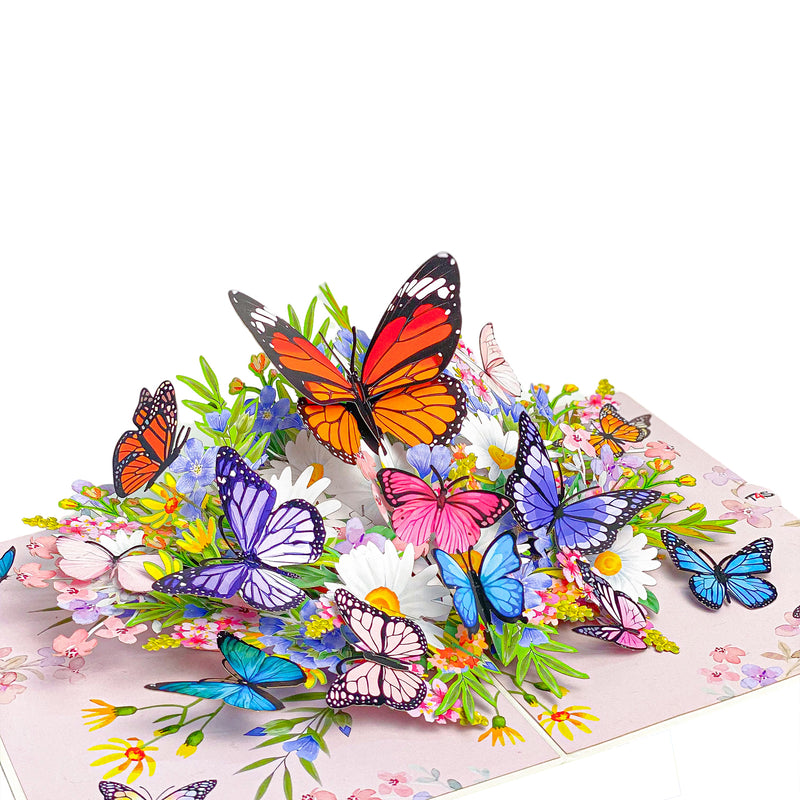 Pop Up Butterfly Garden Card – 3D Colorful Butterflies and Spring Flowers – Beautiful Mother’s Day, Birthday, Thank You, Get Well Greeting Card for Women, Nature Lovers, Mom, Wife, Grandma