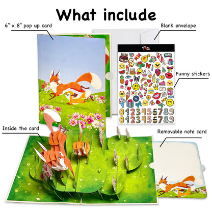 Fox Family Pop Up Card – 3D Mother Fox Playing with Baby Foxes in Flower Meadow – Wholesome Mother’s Day, Birthday, Just Because Greeting Card for Mom, Wife, Her, Nature and Animal Lovers Visit the T4s Store