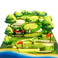 Pop Up Golf Card – 3D Multi-Level Golf Course with Cart, Clubs, and Flags – Perfect Father’s Day, Birthday Greeting Card for Golfer Dad, Grandpa, Boss, Husband, Coach, or Country Club Fans