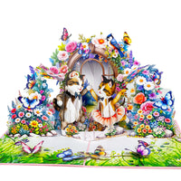 Dancing Cats Pop Up Card – 3D Ballerina Kittens in Magical Garden with Flowers and Butterflies – Whimsical Birthday, Valentine, or Just Because Greeting Card for Her, Cat Lovers, Kids