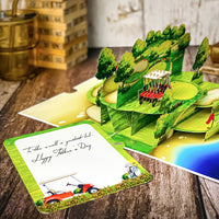 Pop Up Golf Card – 3D Multi-Level Golf Course with Cart, Clubs, and Flags – Perfect Father’s Day, Birthday Greeting Card for Golfer Dad, Grandpa, Boss, Husband, Coach, or Country Club Fans
