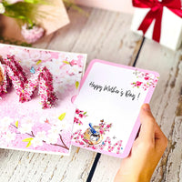 MOM Bird Nest Pop Up Card – 3D Bluebird Feeding Nestlings Surrounded by Cherry Blossoms – Beautiful Mother’s Day, Birthday, Thank You Greeting Card for Mom, Grandma, Wife, or Her