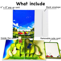 Pop Up Golf Card – 3D Multi-Level Golf Course with Cart, Clubs, and Flags – Perfect Father’s Day, Birthday Greeting Card for Golfer Dad, Grandpa, Boss, Husband, Coach, or Country Club Fans