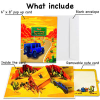 Pop Up Desert Camping Card – 3D Jeep and Tent in Cactus Canyon Scene – Fun Father’s Day, Birthday Greeting Card for Dad, Outdoor Adventure Lovers, Off-Road Fans, Western Style Dads