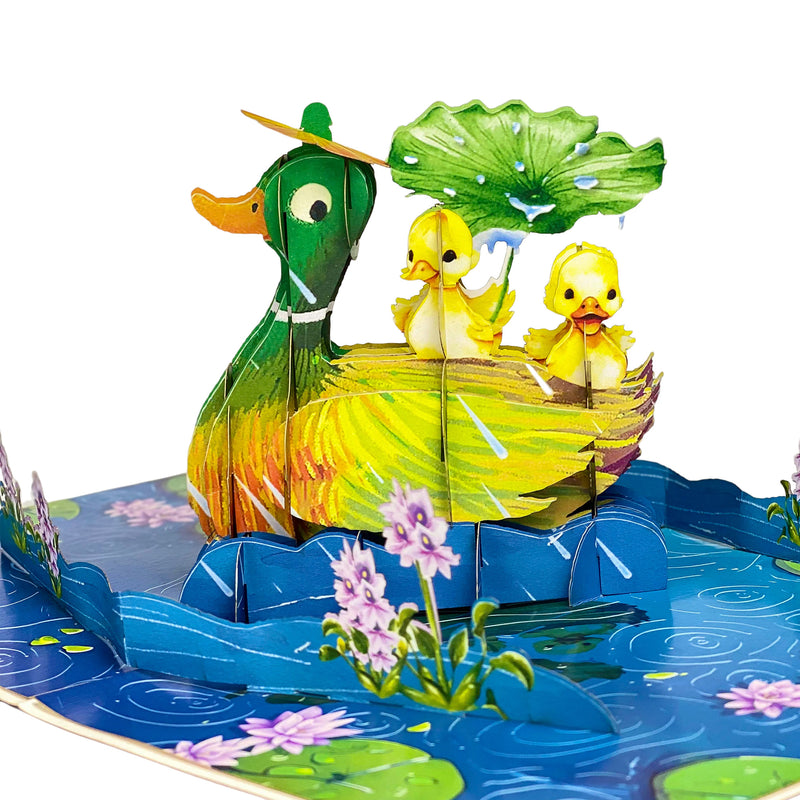 Duck Family Pop Up Mothers Day Card for Mom, Wife, 6x8 Inch Mothers Day Pop Up Card for Daughter, Sister, Grandma, Funny Mother's Day Cards from Son, Husband, Pop Up Birthday Cards.