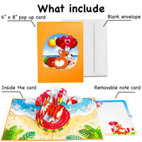 Corgi Beach Pop Up Card – Funny 3D Dog in Heart Floatie with Balloons and Waves – Cute Birthday, Valentine, Just Because Greeting Card for Dog Lovers, Her, Girlfriend, Kids, Animal Fans