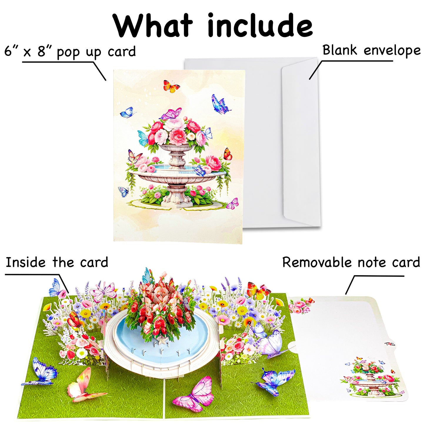 Garden Fountain Pop Up Card – 3D Floral Water Feature with Butterflies and Roses – Elegant Mother’s Day, Birthday, Thank You, Anniversary Greeting Card for Mom, Wife, Grandma, Her