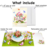 Garden Fountain Pop Up Card – 3D Floral Water Feature with Butterflies and Roses – Elegant Mother’s Day, Birthday, Thank You, Anniversary Greeting Card for Mom, Wife, Grandma, Her
