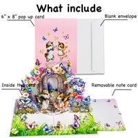 Dancing Cats Pop Up Card – 3D Ballerina Kittens in Magical Garden with Flowers and Butterflies – Whimsical Birthday, Valentine, or Just Because Greeting Card for Her, Cat Lovers, Kids