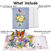 Pop Up Butterfly Garden Card – 3D Colorful Butterflies and Spring Flowers – Beautiful Mother’s Day, Birthday, Thank You, Get Well Greeting Card for Women, Nature Lovers, Mom, Wife, Grandma