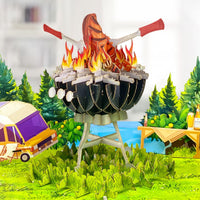 Best Flippin’ Dad Pop Up Card – Funny 3D BBQ Grill Scene with Steak, Fire and Camper – Perfect Father’s Day or Birthday Card for Dad, Husband, Grill Masters, Backyard Chefs, Dog Dads