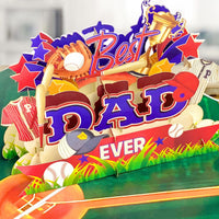 Best Dad Ever Baseball Pop Up Card – 3D Sports Themed Greeting with Bat, Ball, Jerseys and Trophy – Perfect Father’s Day or Birthday Card for Dad, Coach, Grandpa, Baseball Fans, Sporty Dads