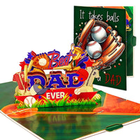 Best Dad Ever Baseball Pop Up Card – 3D Sports Themed Greeting with Bat, Ball, Jerseys and Trophy – Perfect Father’s Day or Birthday Card for Dad, Coach, Grandpa, Baseball Fans, Sporty Dads