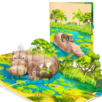 Hippo Mothers Day Card for Mom, Grandma, 6x8 Inch Pop up Mothers Day Card for Wife, Daughter, Sister, Mother's Day Pop Up Cards from Son, Husband, Birthday Cards for Mom, Women.