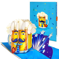 Pop Up Beer Mug Card – Funny 3D Beer Glass with Mustache, Pipe and Tie – Unique Father’s Day, Birthday Greeting Card for Dad, Grandpa, Husband, Beer Lovers, Men with Sense of Humor