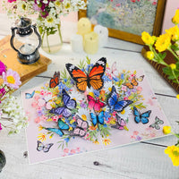 Pop Up Butterfly Garden Card – 3D Colorful Butterflies and Spring Flowers – Beautiful Mother’s Day, Birthday, Thank You, Get Well Greeting Card for Women, Nature Lovers, Mom, Wife, Grandma
