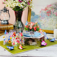 Garden Fountain Pop Up Card – 3D Floral Water Feature with Butterflies and Roses – Elegant Mother’s Day, Birthday, Thank You, Anniversary Greeting Card for Mom, Wife, Grandma, Her