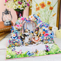 Dancing Cats Pop Up Card – 3D Ballerina Kittens in Magical Garden with Flowers and Butterflies – Whimsical Birthday, Valentine, or Just Because Greeting Card for Her, Cat Lovers, Kids