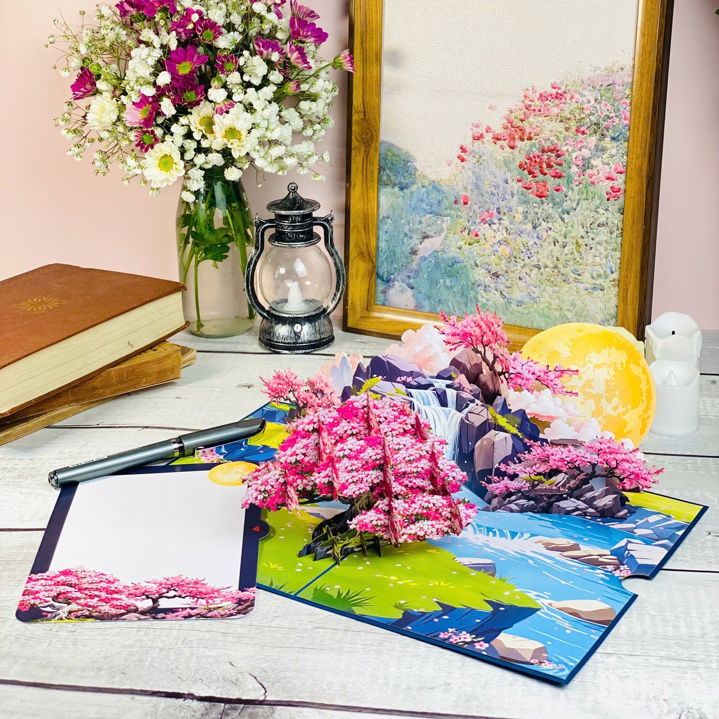 Garden Fountain Pop Up Card – 3D Floral Water Feature with Butterflies and Roses – Elegant Mother’s Day, Birthday, Thank You, Anniversary Greeting Card for Mom, Wife, Grandma, Her
