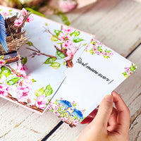Mother Bird Pop Up Card – 3D Bluebird Nest with Baby Birds and Pink Blossoms – Heartwarming Mother’s Day, Birthday, Thank You Greeting Card for Mom, Grandma, Wife, Her, Nature Lovers