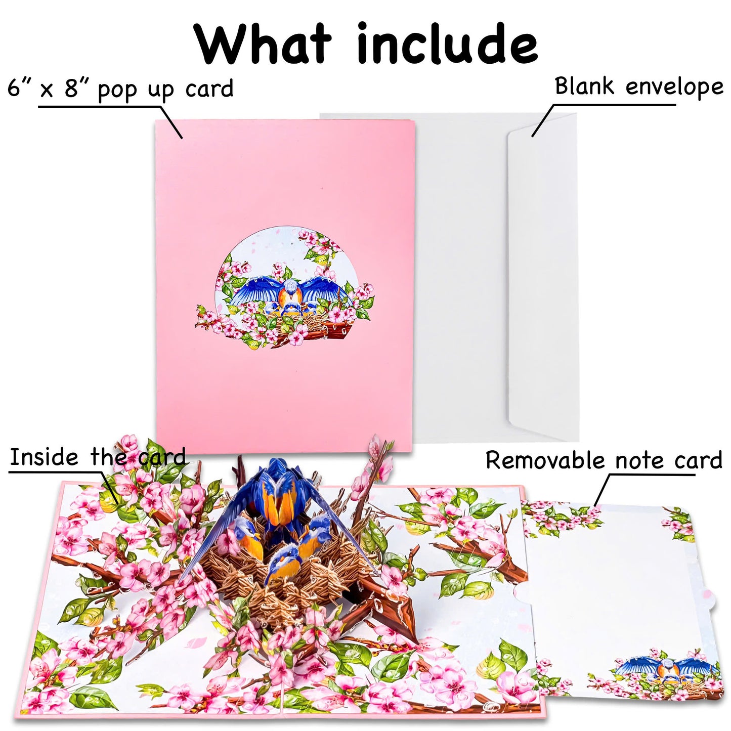 Mother Bird Pop Up Card – 3D Bluebird Nest with Baby Birds and Pink Blossoms – Heartwarming Mother’s Day, Birthday, Thank You Greeting Card for Mom, Grandma, Wife, Her, Nature Lovers