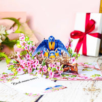 Mother Bird Pop Up Card – 3D Bluebird Nest with Baby Birds and Pink Blossoms – Heartwarming Mother’s Day, Birthday, Thank You Greeting Card for Mom, Grandma, Wife, Her, Nature Lovers