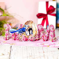 MOM Bird Nest Pop Up Card – 3D Bluebird Feeding Nestlings Surrounded by Cherry Blossoms – Beautiful Mother’s Day, Birthday, Thank You Greeting Card for Mom, Grandma, Wife, or Her